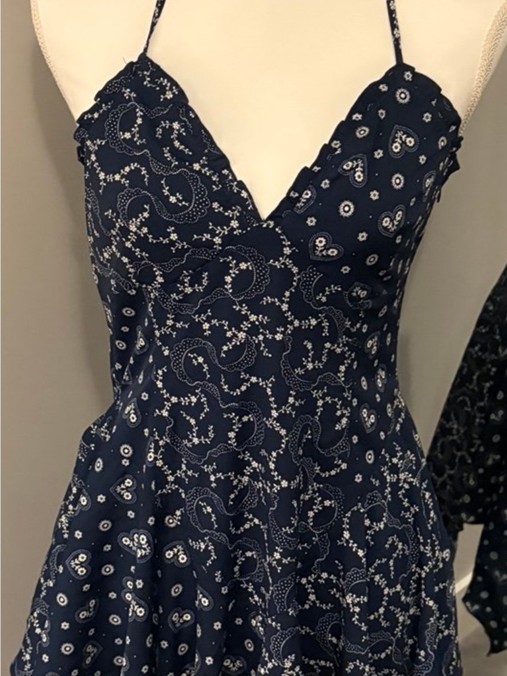 Frankies Bikinis Brand Navy Floral Halter Dress New without Tag